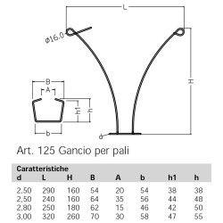 Gancio per Pali in Ferro H 55