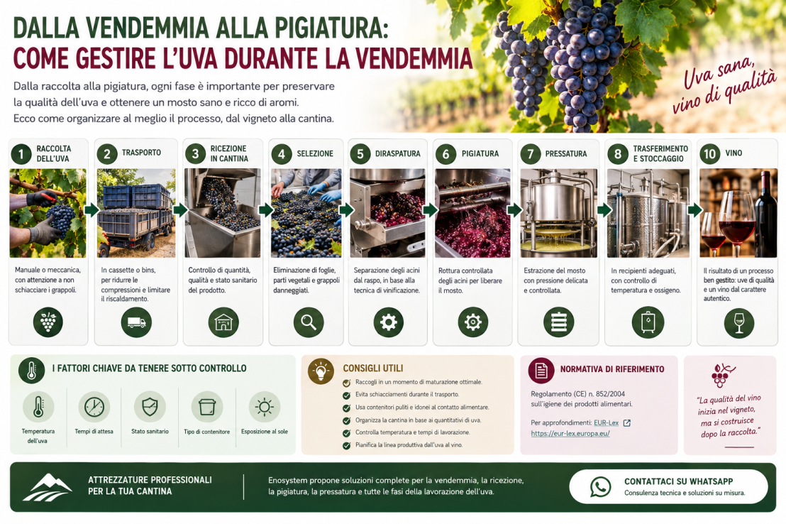 Dalla Raccolta alla Pigiatura: Come Gestire l’Uva Durante la Vendemmia
